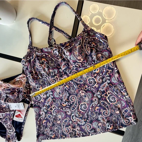 New Lands' End 2-Piece Tankini Set NWT - Paisley Print Underwire Support Size 10 - Picture 5 of 16